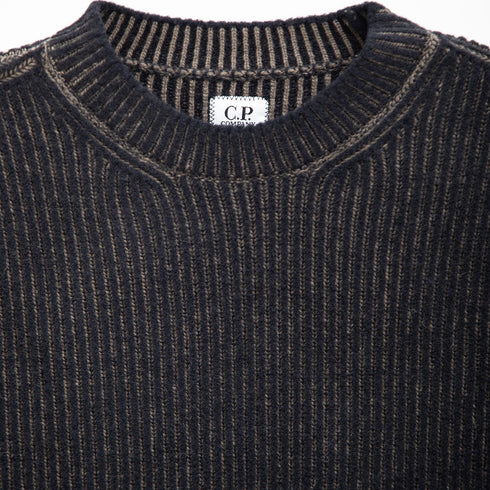 C.P. Company Knitwear Crewneck in Fleece Knit Wallnut 359 17CMKN212A Degli Uberti